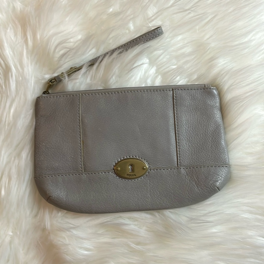 Fossil Gray Wristlet - leather